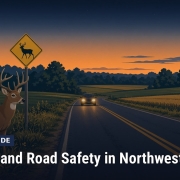 Fostoria News: Illustration, with headline: Deer Rut and Road Safety in Northwest Ohio